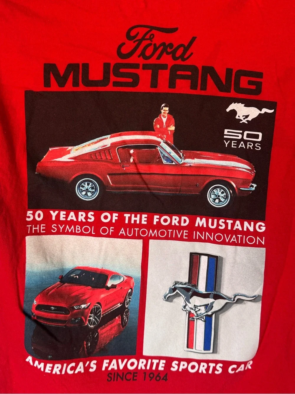 Ford Mustang Red Graphic Tee Men's S Racing Muscle Car MINTY